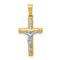 14K Two Tone Gold INRI Hollow Crucifix Pendant Charm Jewerly 24mm x 12mm